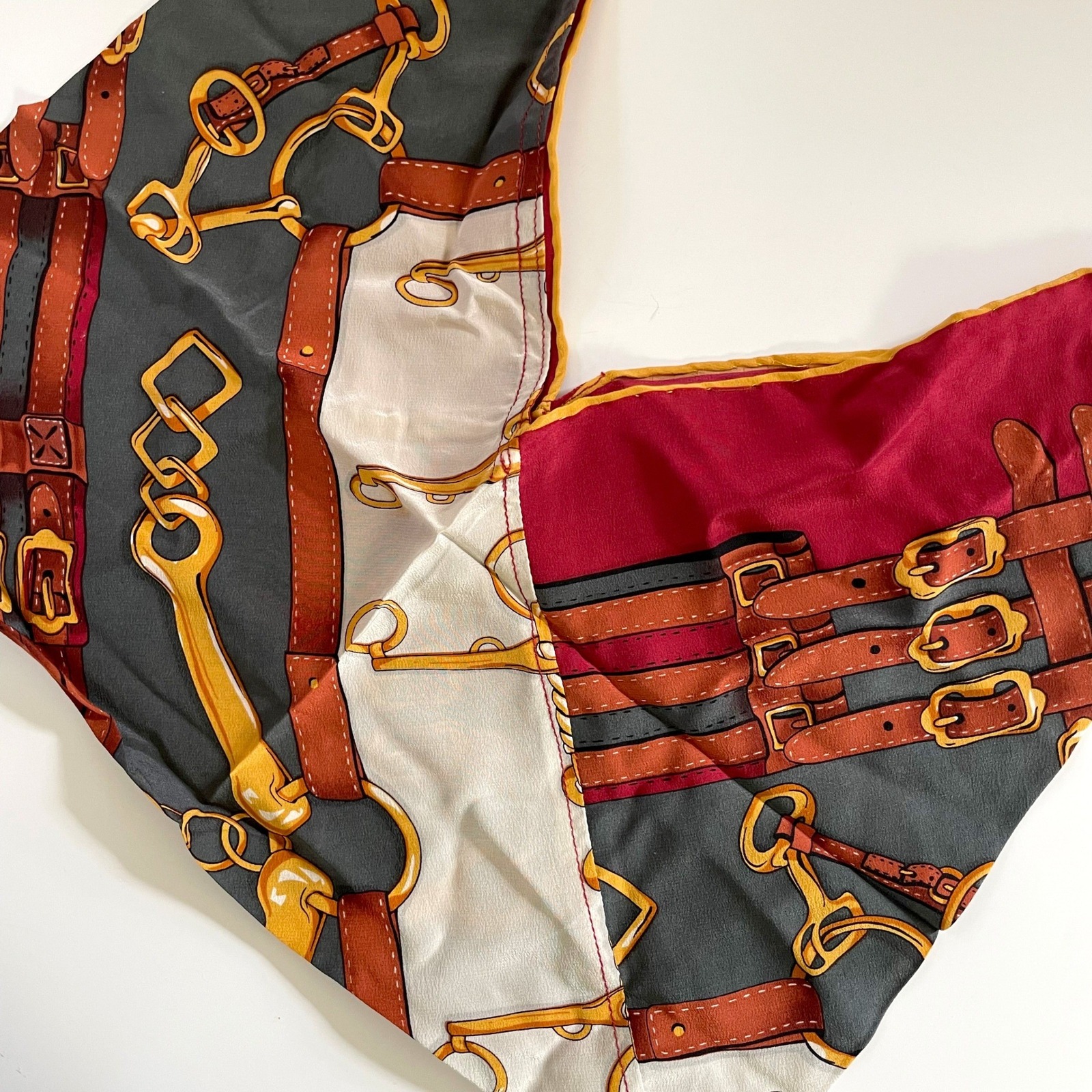 Vintage Silk Scarf Bag Upcycle Cornelia James Equestrian Old Money Horse Bit — image 5 of 7
